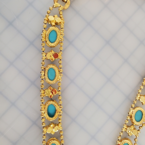 Vintage  KJL   RARE Turquoise Gold Belt/pendent - Picture 8 of 12